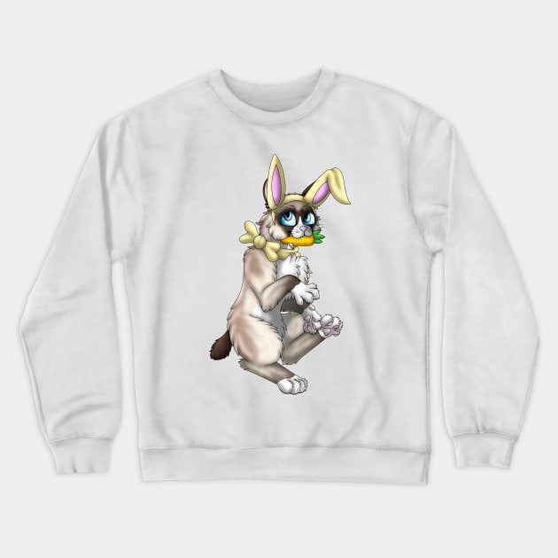 Bobtail BunnyCat: Snowshoe Point (Yellow) Sticker Crewneck Sweatshirt by spyroid101